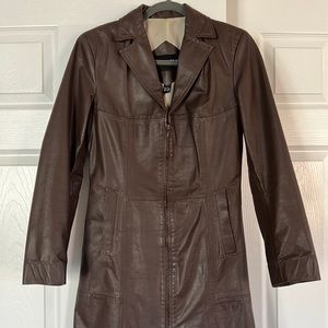 Vintage Brown Leather Coat